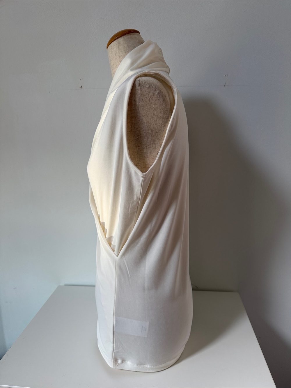 NWT!!!Cream Draped Sleeveless Top - Picture 2 of 7